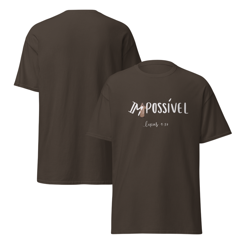 T-Shirt Cristã "Impossível" estampagem branco