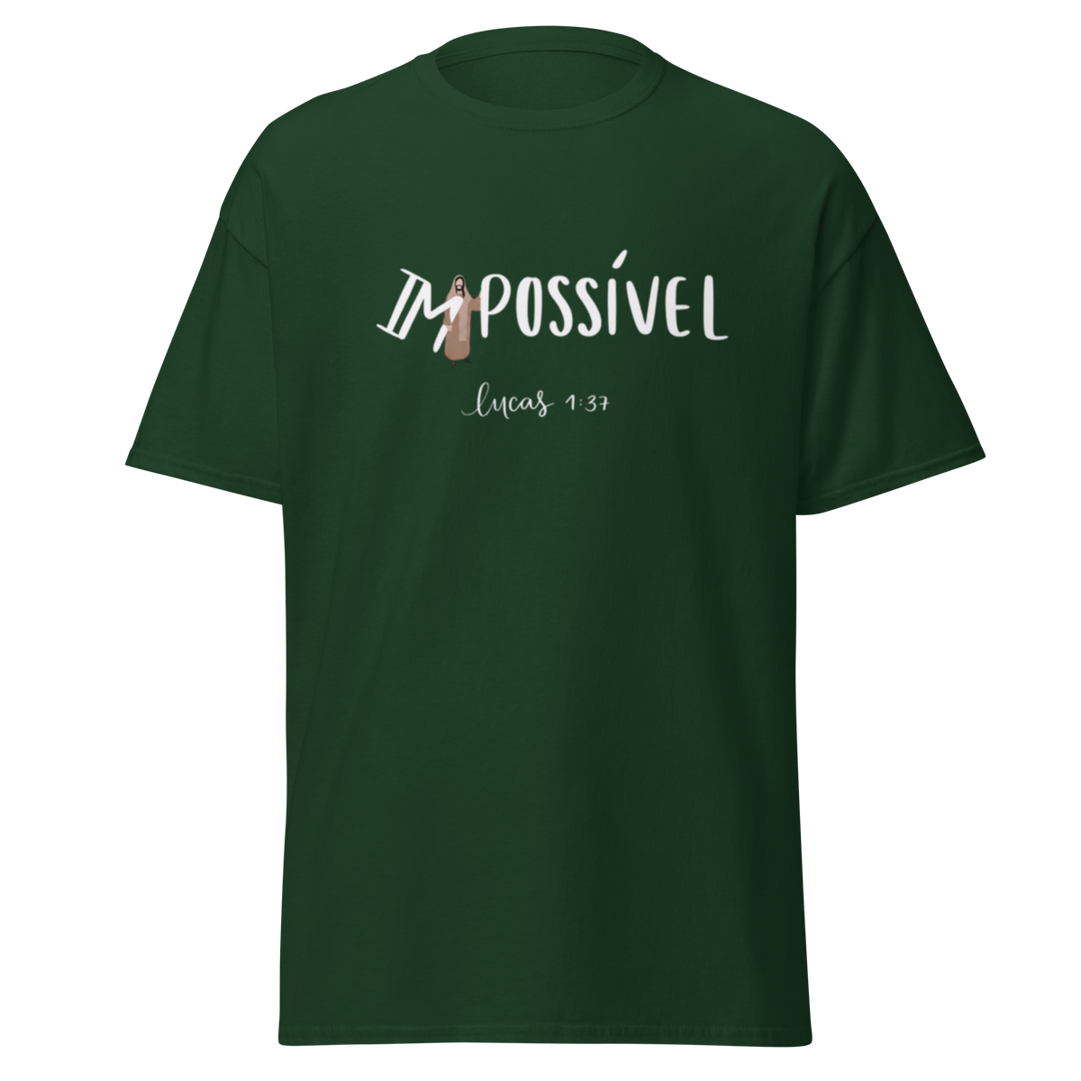 T-Shirt Cristã "Impossível" estampagem branco