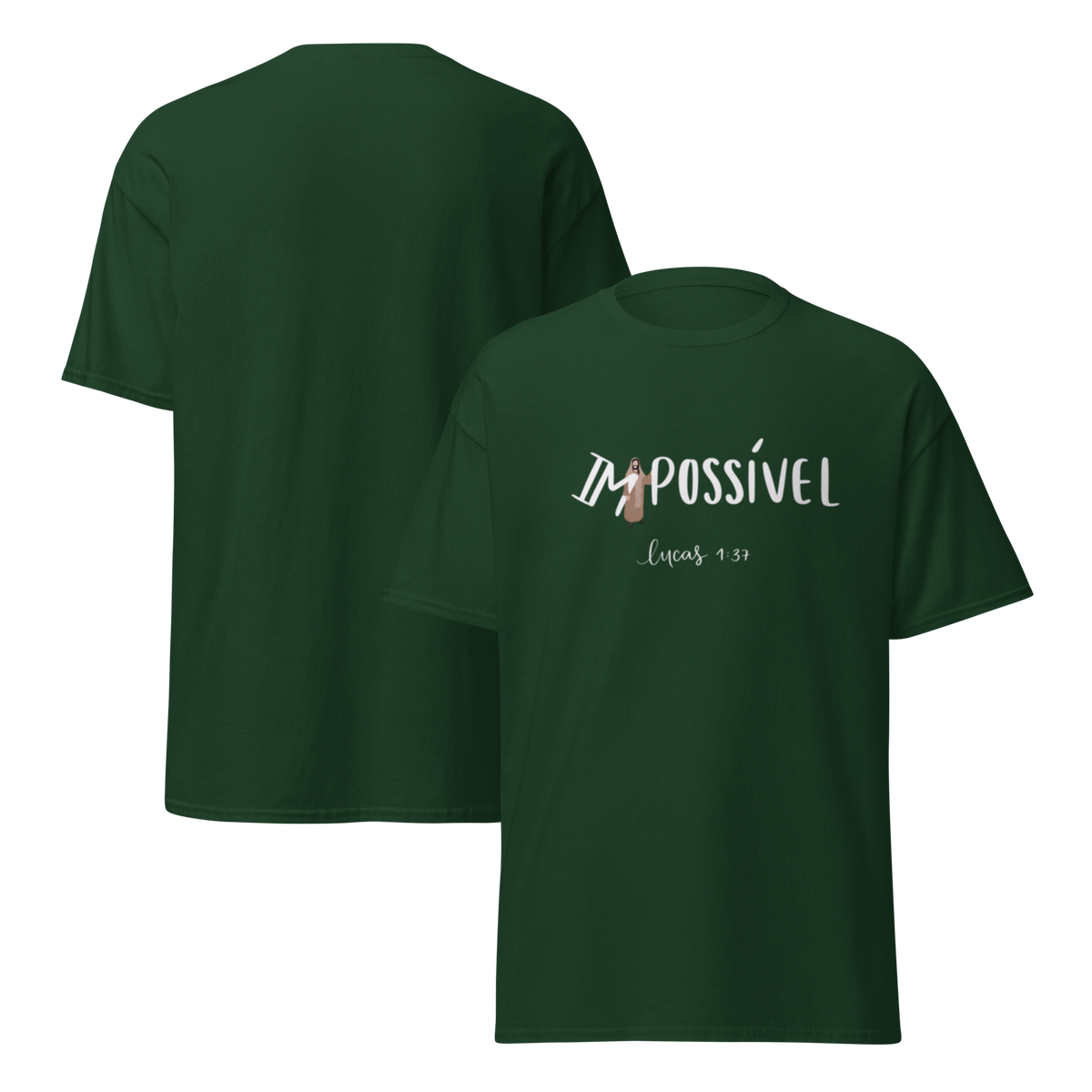 T-Shirt Cristã "Impossível" estampagem branco