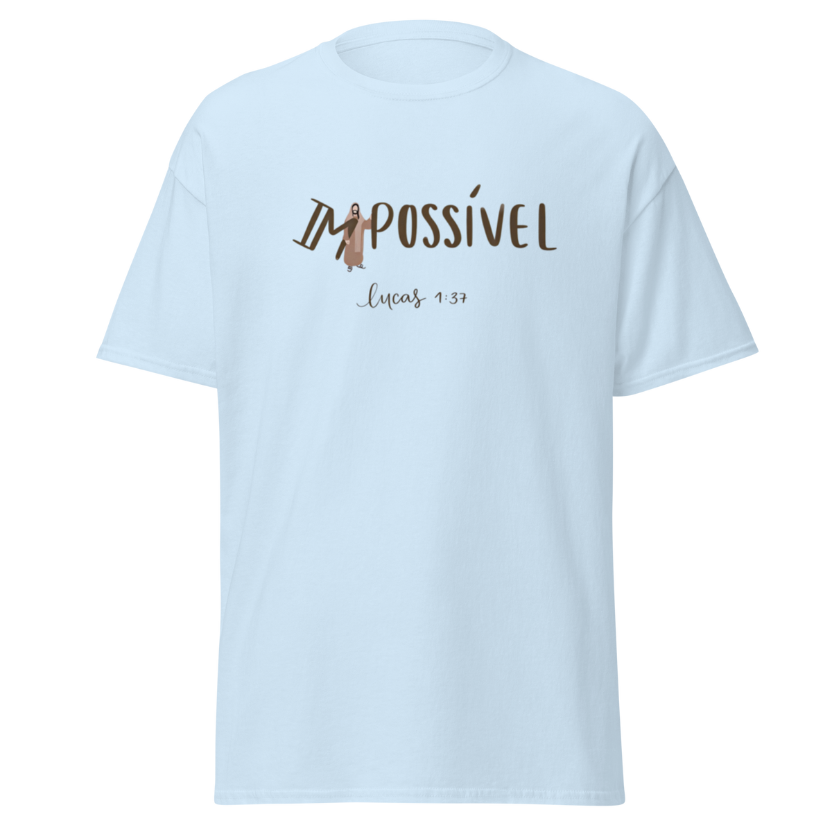 T-Shirt Cristã "Impossível" estampagem castanho