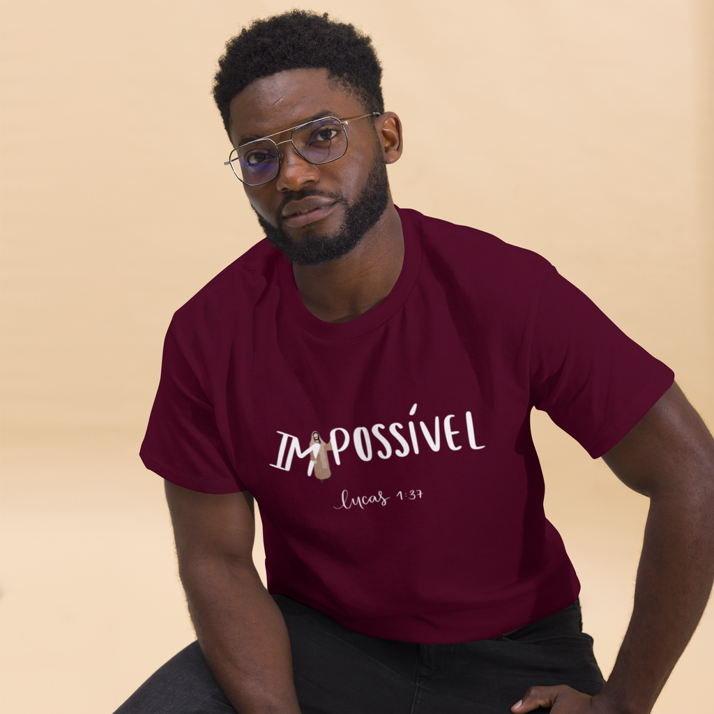 T-Shirt Cristã "Impossível" estampagem branco