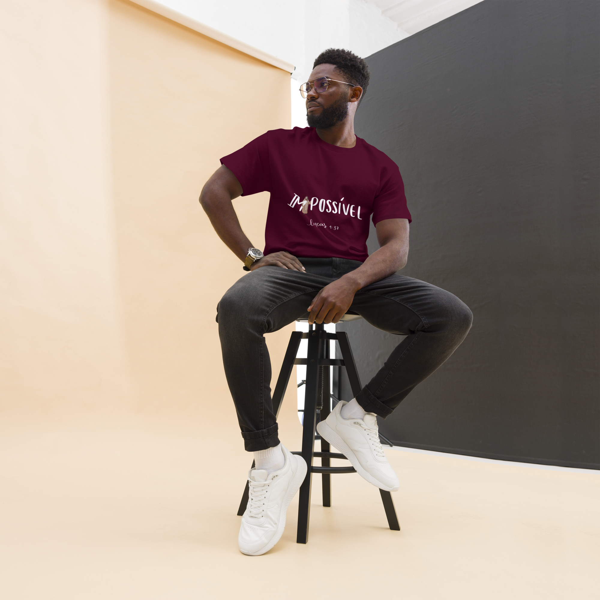 T-Shirt "Impossível" estampagem branco