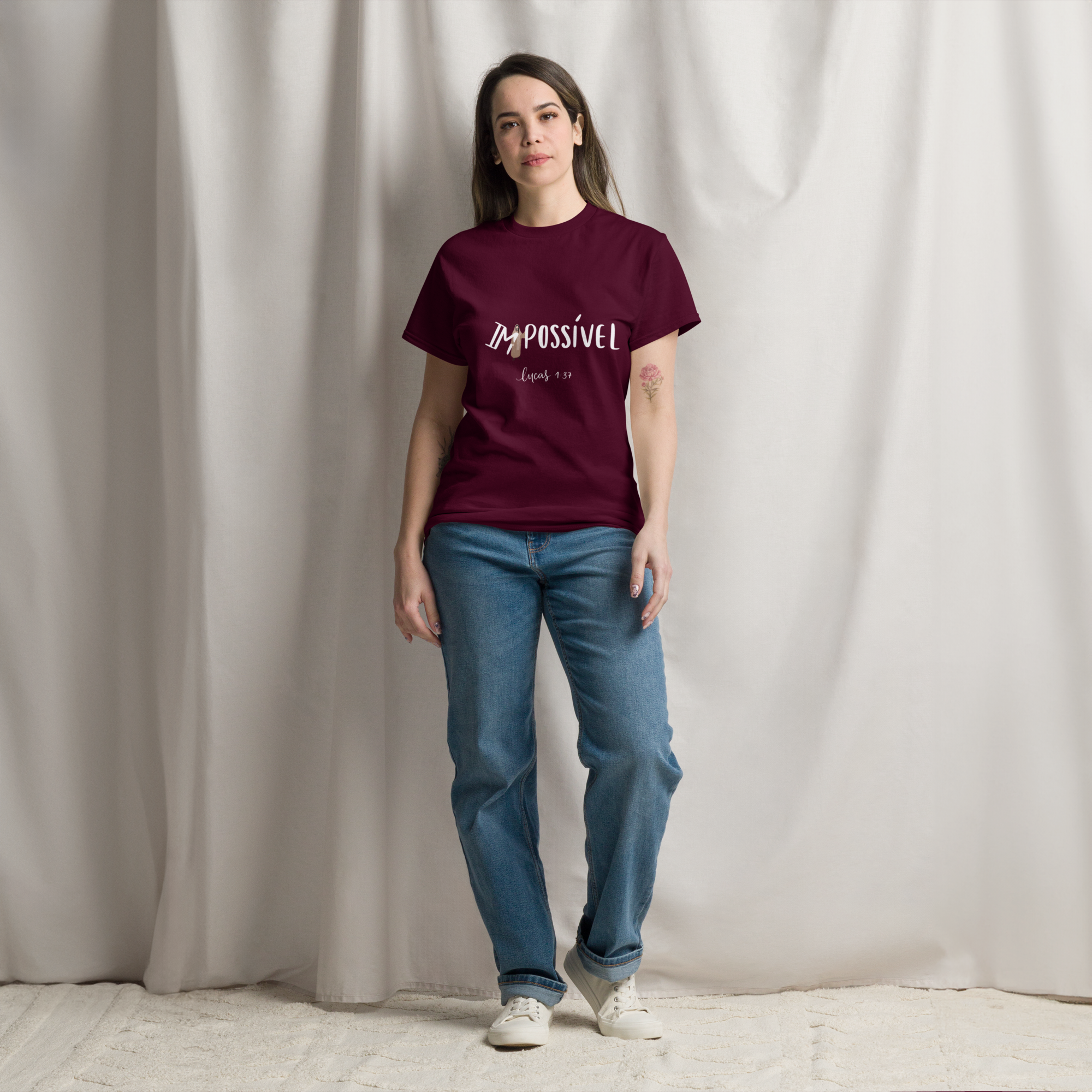 T-Shirt "Impossível" estampagem branco