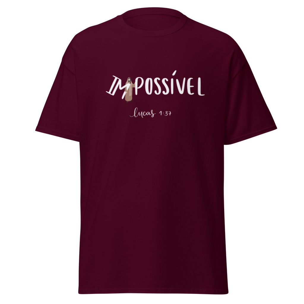 T-Shirt Cristã "Impossível" estampagem branco
