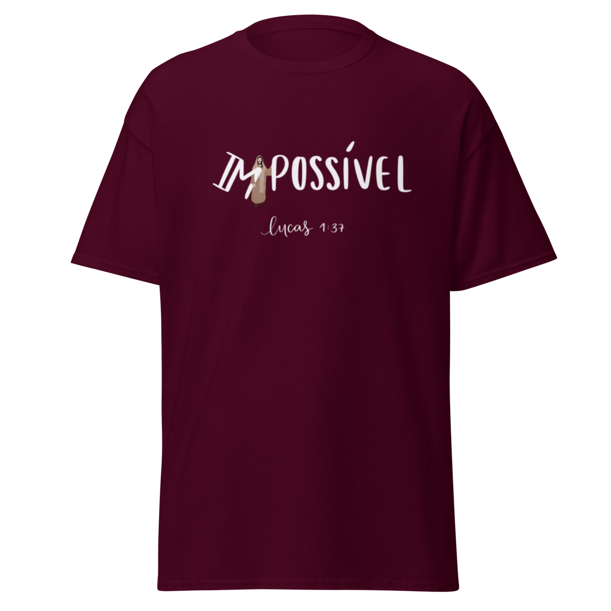 T-Shirt Cristã "Impossível" estampagem branco