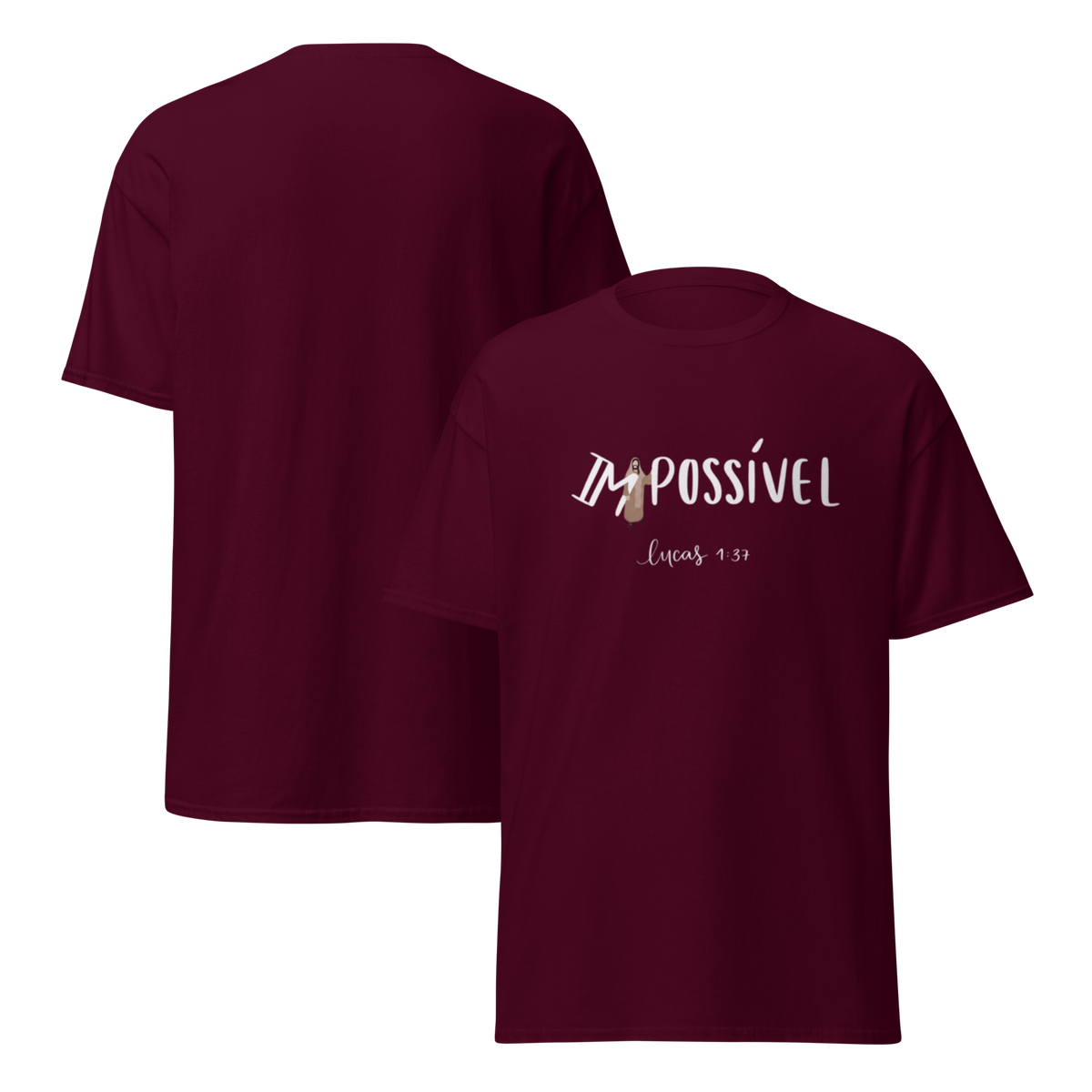 T-Shirt Cristã "Impossível" estampagem branco