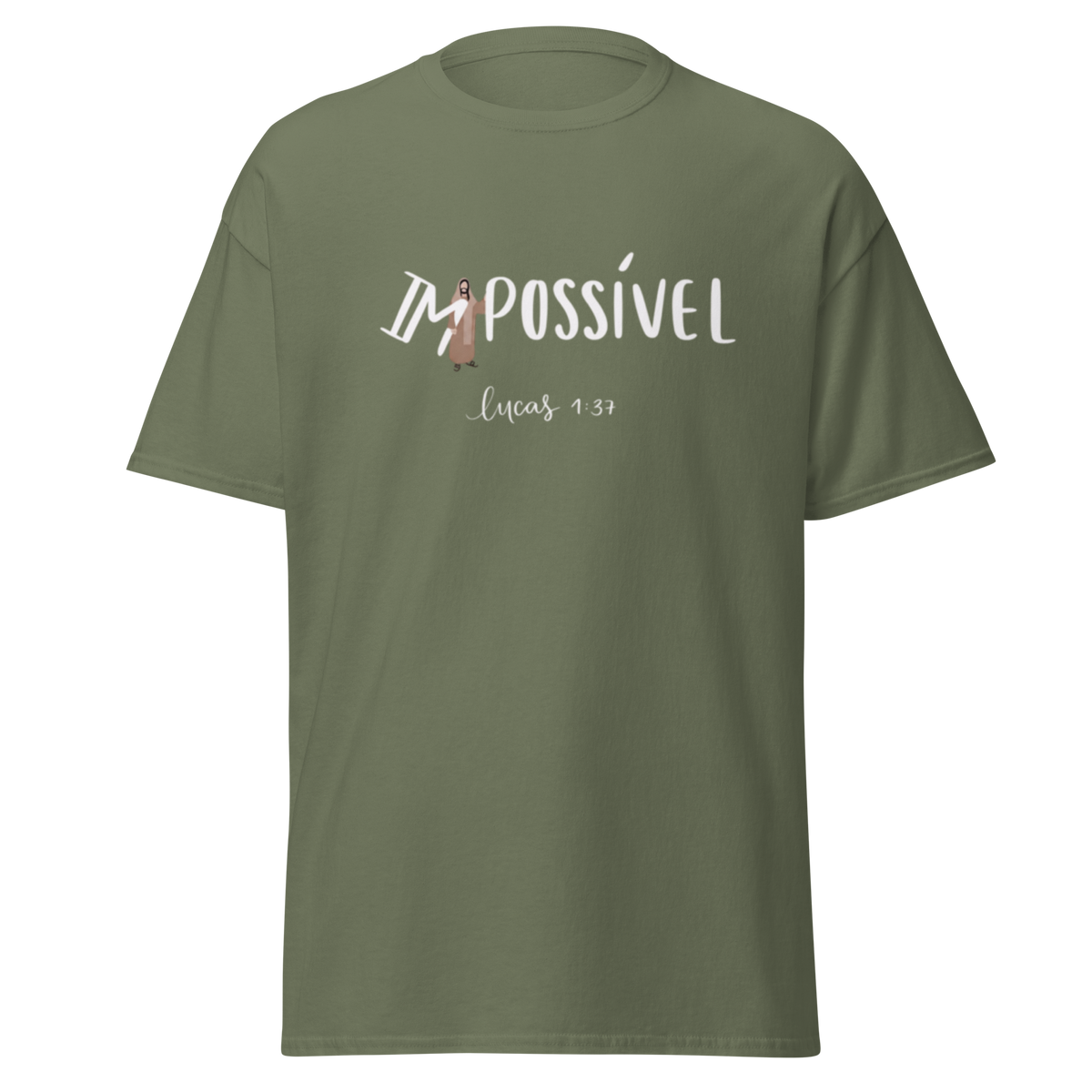 T-Shirt Cristã "Impossível" estampagem branco