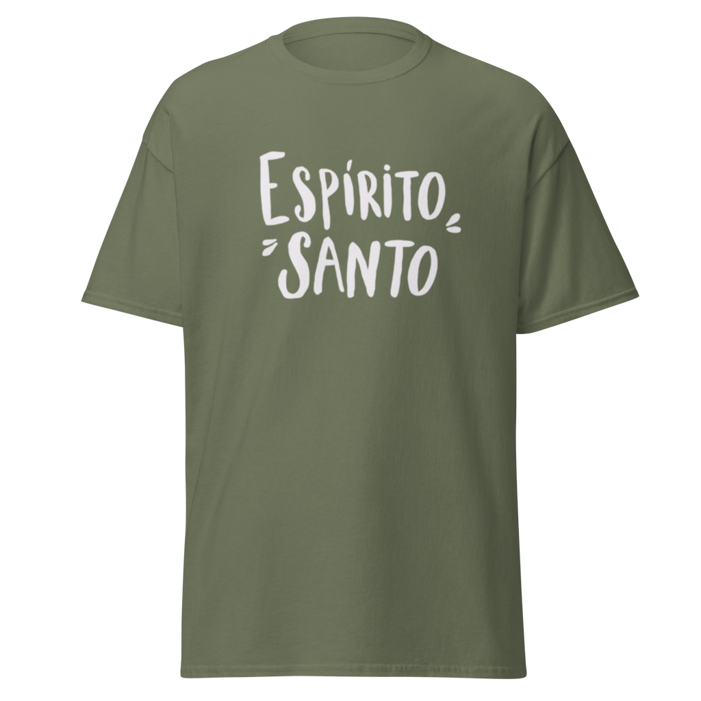 T-Shirt Cristã "Espirito Santo" estampagem branco