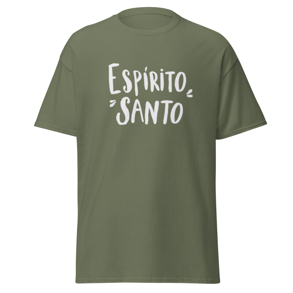 T-Shirt Cristã "Espirito Santo" estampagem branco
