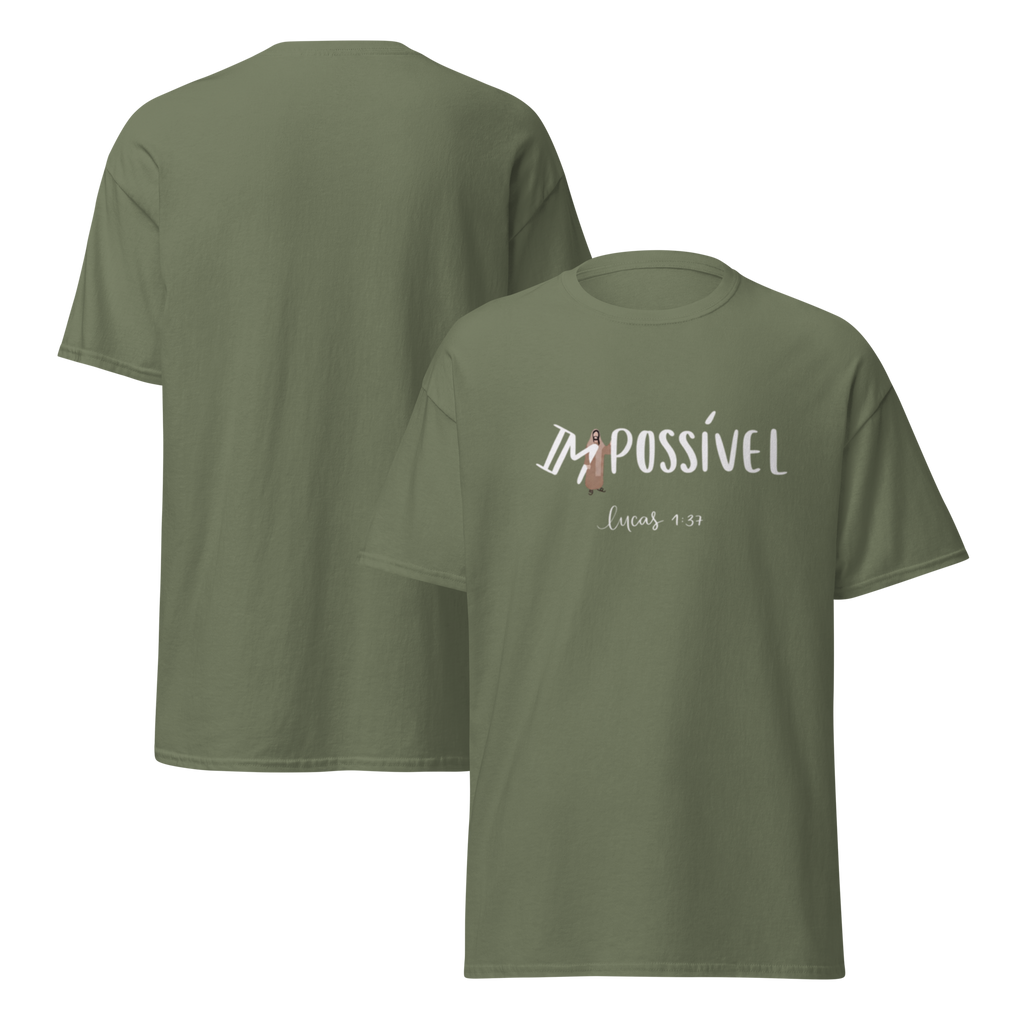 T-Shirt Cristã "Impossível" estampagem branco