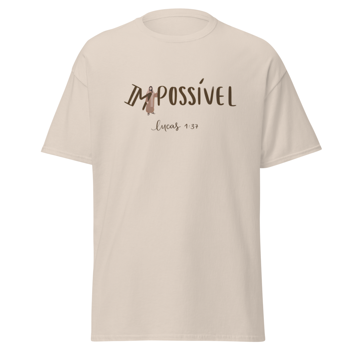 T-Shirt Cristã "Impossível" estampagem castanho