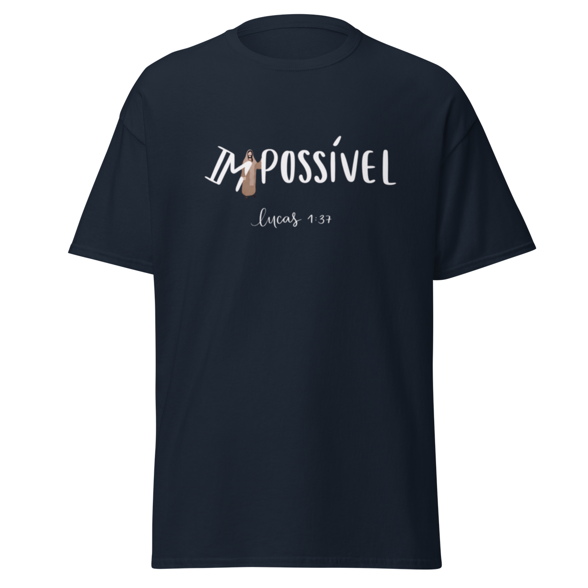 T-Shirt Cristã "Impossível" estampagem branco