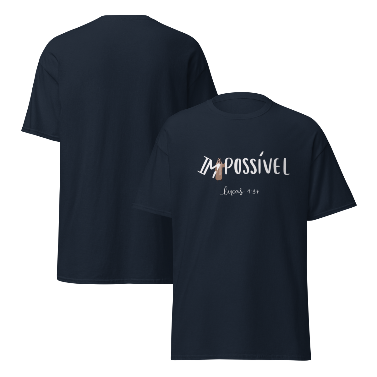 T-Shirt Cristã "Impossível" estampagem branco