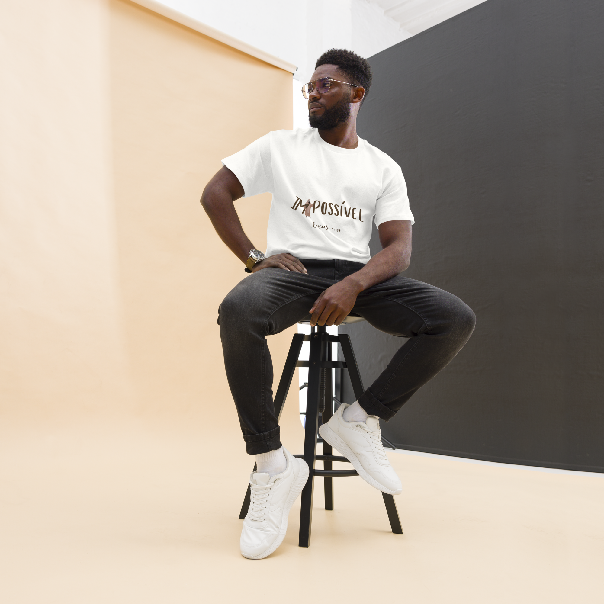 T-Shirt "Impossível" estampagem castanho