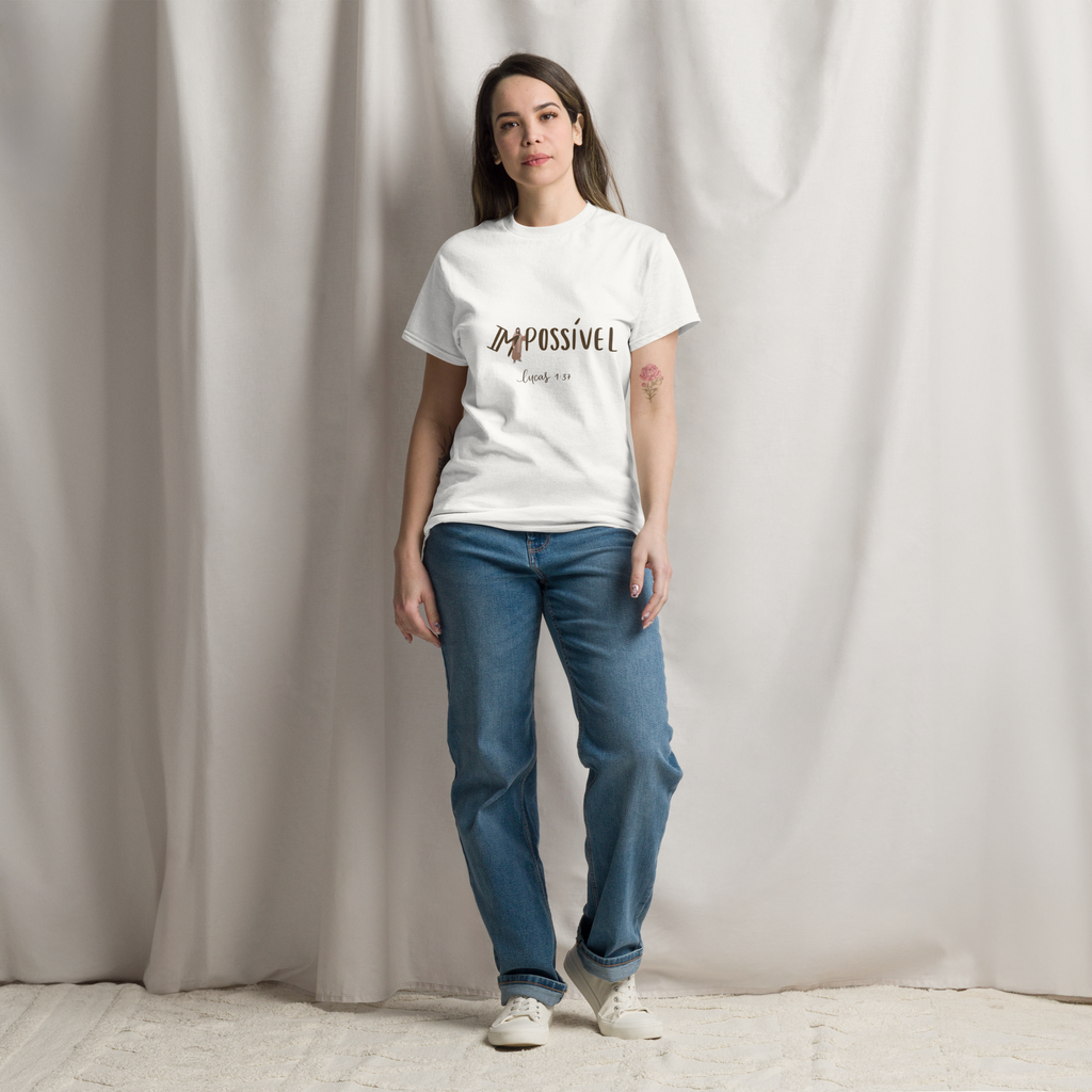 T-Shirt "Impossível" estampagem castanho