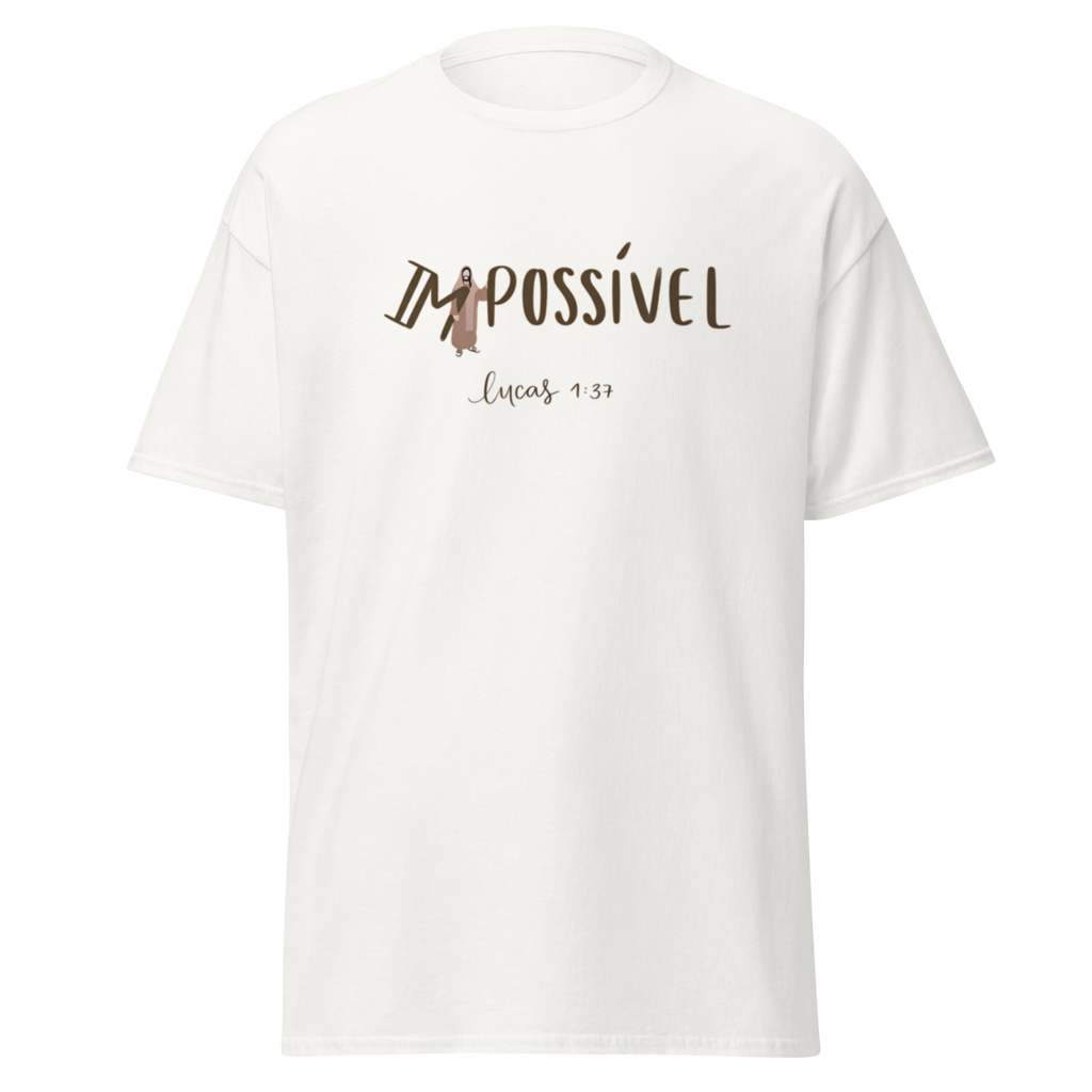 T-Shirt Cristã "Impossível" estampagem castanho