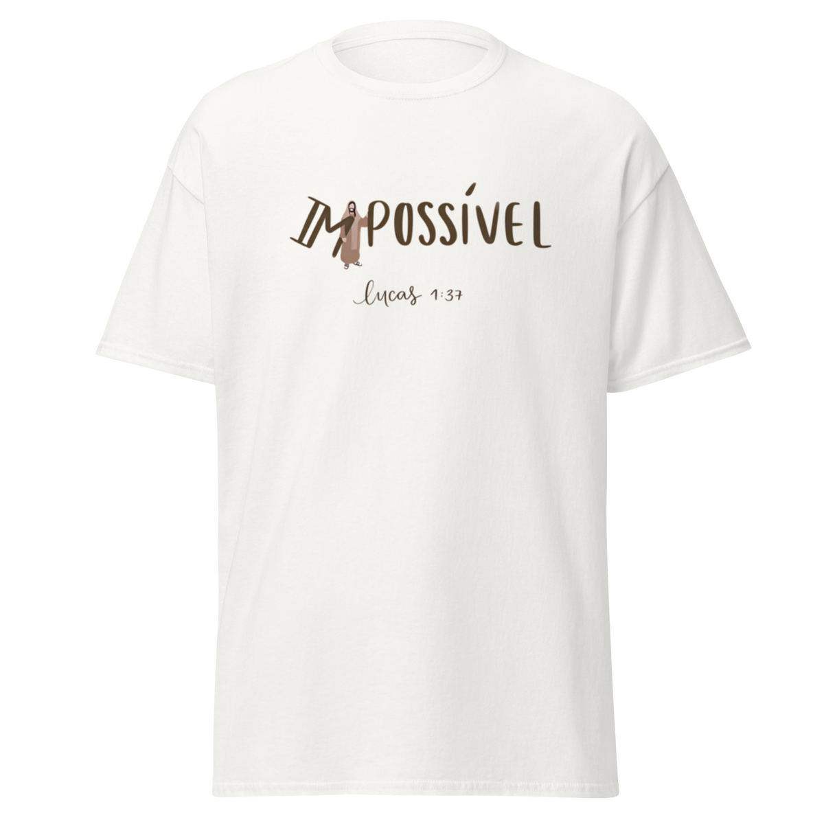 T-Shirt Cristã "Impossível" estampagem castanho