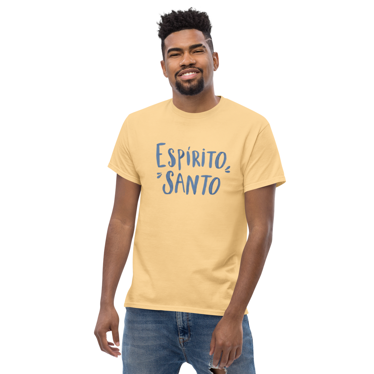T-Shirt Cristã "Espirito Santo" estampagem azul