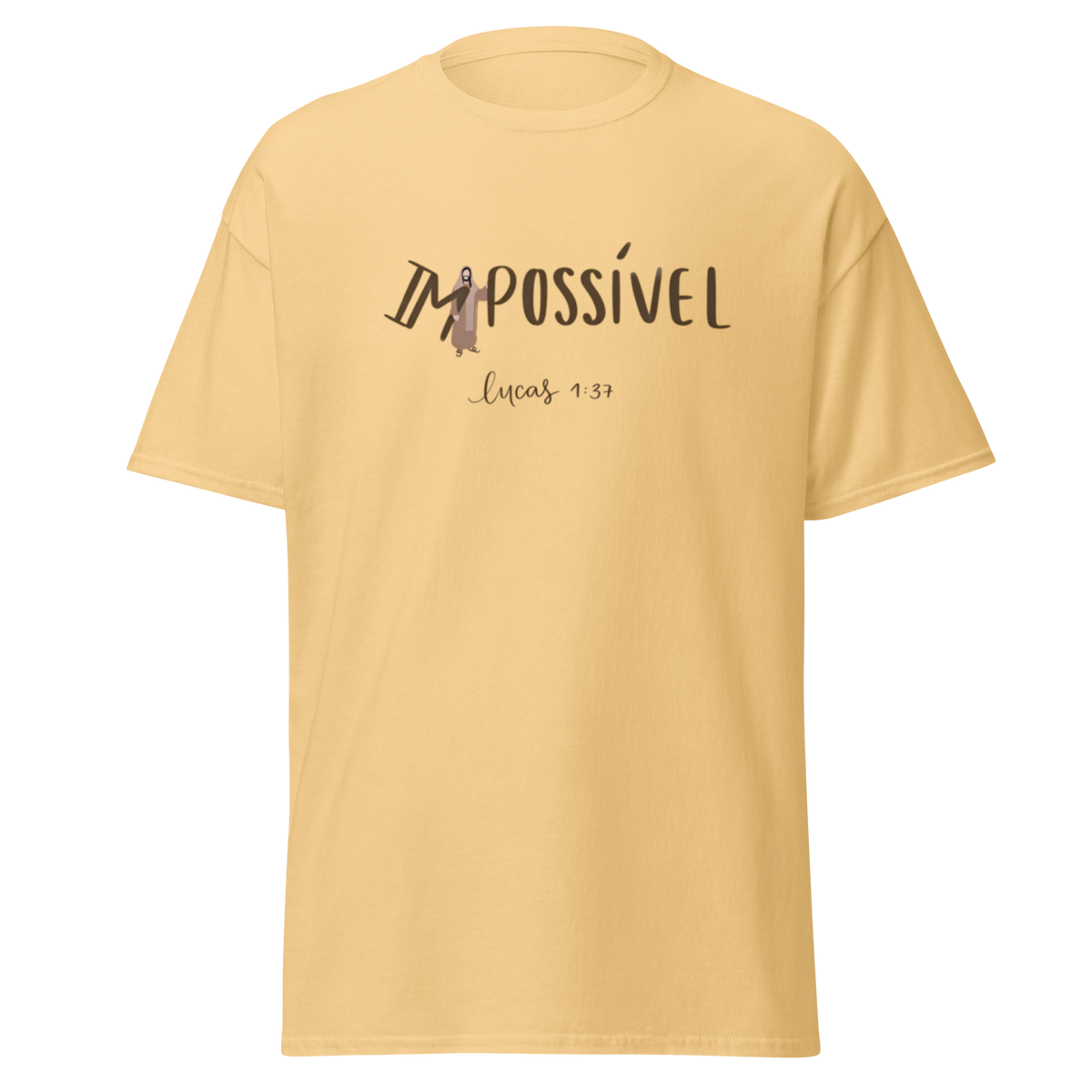 T-Shirt Cristã "Impossível" estampagem castanho